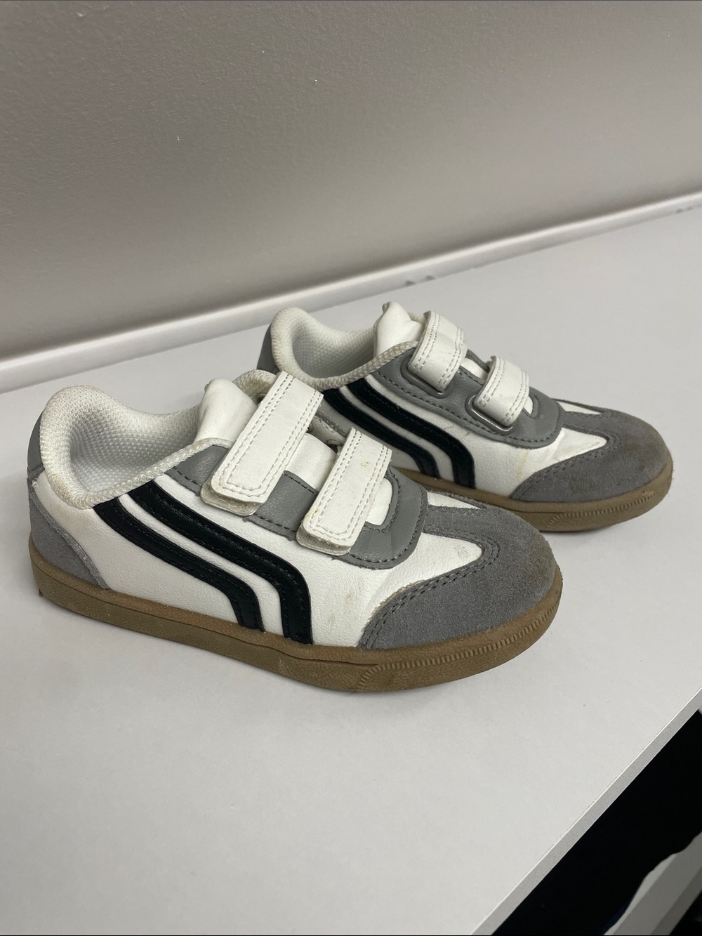Cat & Jack White, Gray & Black Velcro Kids Sneakers